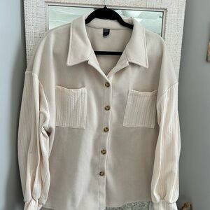 Beige Button-Up Cardigan